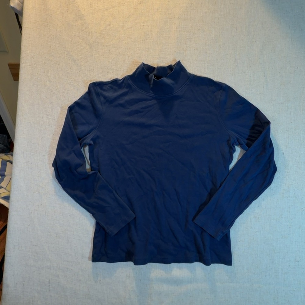 St. Johns Bay Mock Turtleneck Long Sleeve Shirt Navy Women's Size Medium